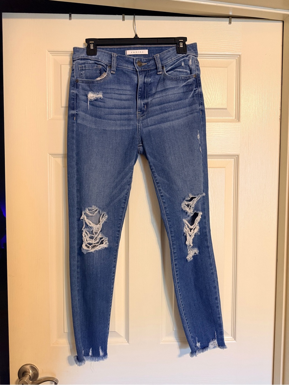 eunina Medium Blue Distressed Skinny Jeans